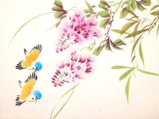 Fototapety  Chińskie malowanie ptaków i roślin!