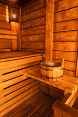 Fototapeta na wymiar wooden sauna interior