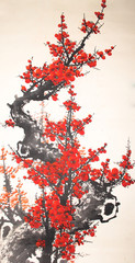Chinese watercolor cherry painting - 109571190