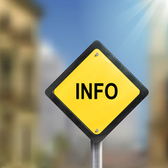 3d illustration of yellow roadsign of information