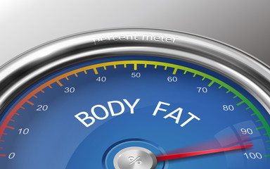 body fat conceptual 3d illustration meter indicator