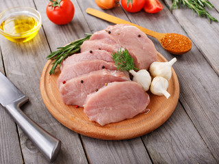 Pieces of fresh pork