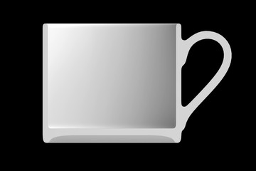 Shape empty cup in cut on clean background.