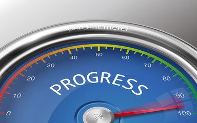 progress conceptual 3d illustration meter indicate hundred perce