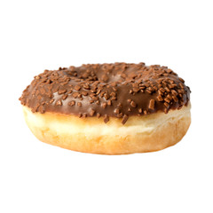 Chocolate donut isolated on white background