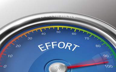 effort conceptual 3d illustration meter indicate hundred percent