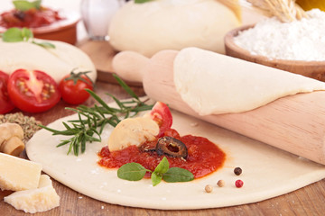 pizza dough and ingredient