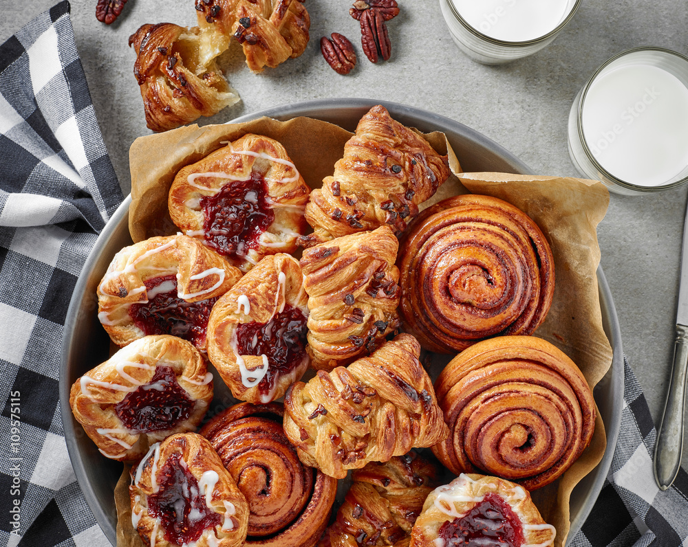 Wall mural freshly baked sweet buns