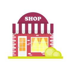 Store front window concept. City shop icon. Street small business 