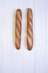 two toasted french baguette bread
