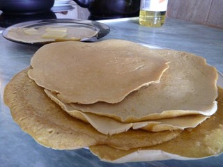 pile of freshla fried tasty pancakes