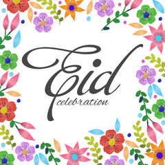 Colorful Greeting Card design for Eid celebration.