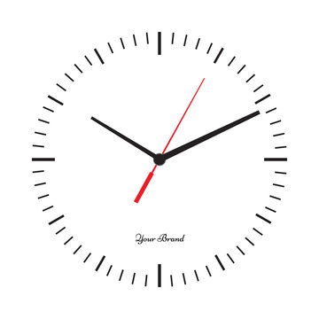 Vector simple classic clock icon without numbers. Place your logo.