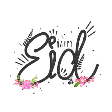 Greeting Card with Stylish Text for Happy Eid.
