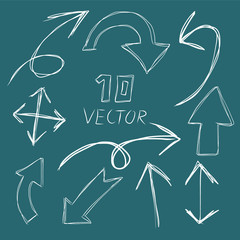 vector hand drawn arrows set Isolated on background