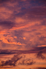 saturated colors colorful sunset . Summers are warm and beautiful sunset . Clouds filled with different colors of the rainbow . the sky as if drawn by an artist's brush