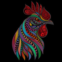 Abstract vector cock of the patterns for the New year 2017