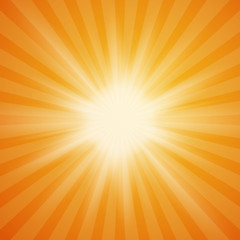 Summer sun burst on orange background.