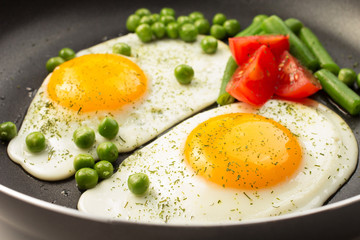 fried egg in pan