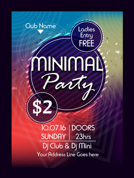 Minimal Dance Party Flyer, Musical Party Template or Elegant Club Invitation.
