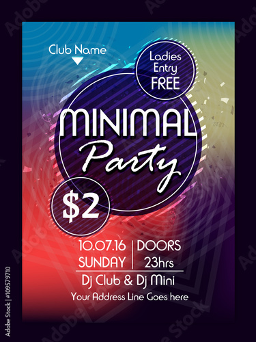 Quot Minimal Dance Party Flyer Musical Party Template Or Elegant Club Invitation Quot Stock Image And Club Wedd Invitation Templates
