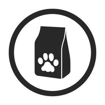 Pet cat food bag sign simple icon on background