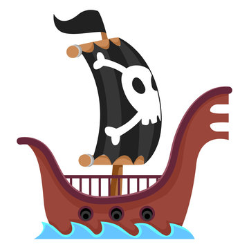 recommend clip art: Vector Illustration of Pirate Ship Sailing in the Sea