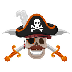 Vector Illustration of Pirate Skull with Sword