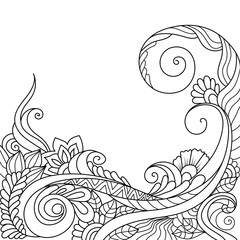 black and white pattern in a zentangle style, Hand-drawn design