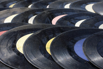a lot of old music/very old worn scratched music plate retro