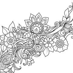 Hand-drawn design, black and white pattern in a zentangle style