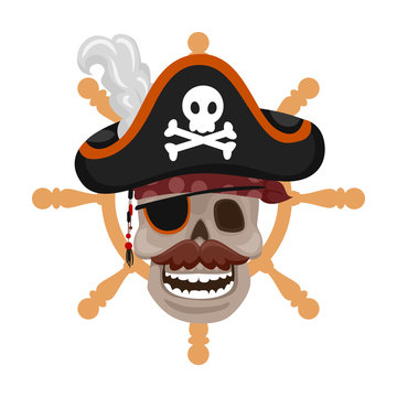 Vector Illustration of Pirate Skull on wheel