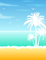 Cool summer tropical beach illustration design