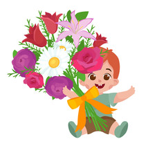Vector illustraion greeting cart baby boy Happy Mothers Day