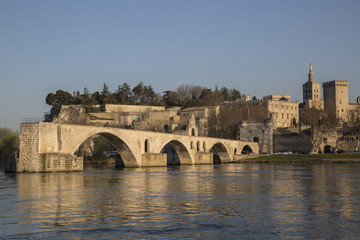 Fototapeta na wymiar St Benezet Bridge and Cathedral; Avignon