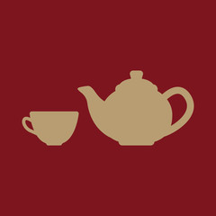 The teapot and cup icon. Tea symbol. Flat