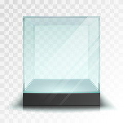 Empty transparent glass cube
