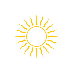 Abstract Yellow Sun Icon, Line Style Design