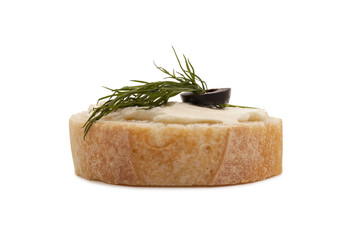 sliced baguette with butter and olive