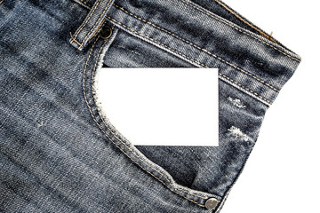 name card in jeans pocket. Card is white so you can overlay your