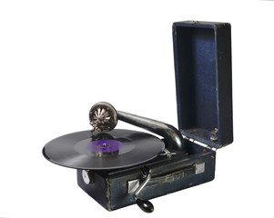 old gramophone with a gramophone record © valeie