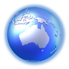 Australia on bright metallic Earth