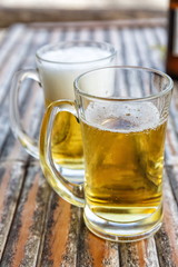 Two beers in glasses