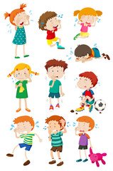 Boys and girls crying