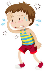 Little boy having hyperthermia