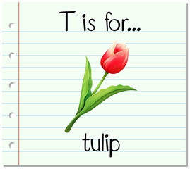 Flashcard letter T is for tulip