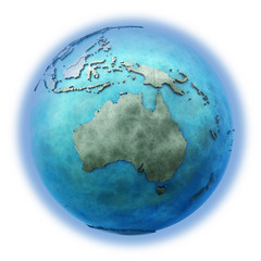 Australia on marble planet Earth