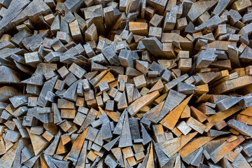 The ends planks stacked on the open air