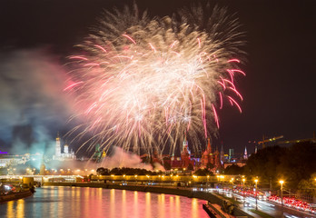 Fireworks over Moscow Kremlin
