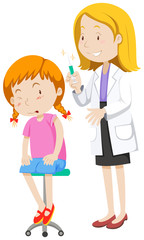 Doctor healing little girl